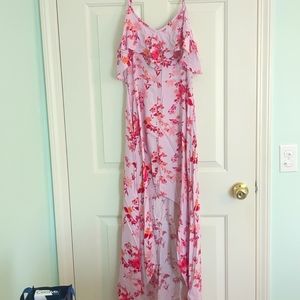 Pink, Floral High Low Dress